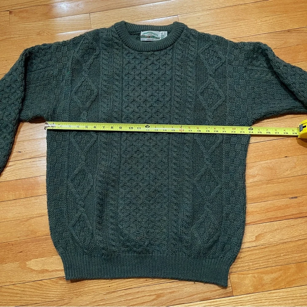 Aran Crafts Mens Irish Fisherman Cable Knit Wool Sweater Size XL Dark Green EUC - Picture 8 of 9